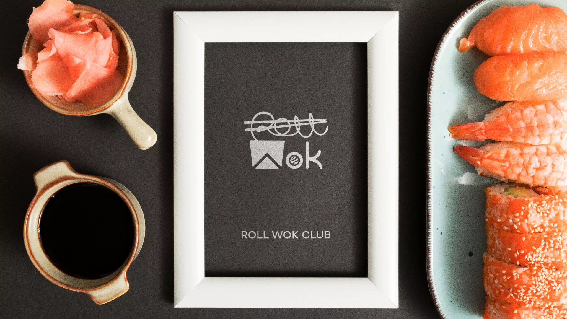 Разработка логотипа суши-бара «Roll Wok Club» в Слюдянке