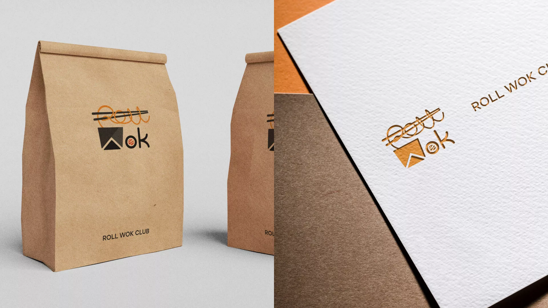 Разработка логотипа суши-бара «Roll Wok Club» в Слюдянке