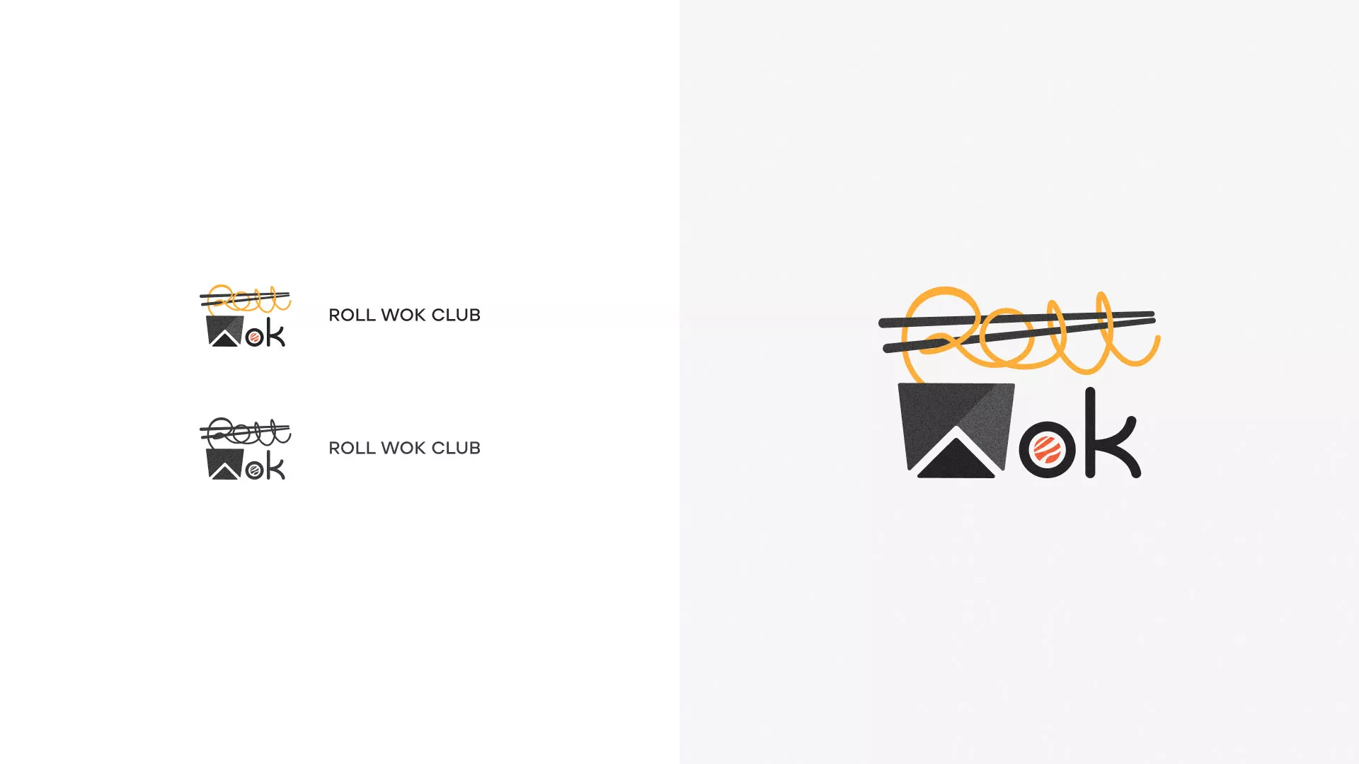 Разработка логотипа суши-бара «Roll Wok Club» в Слюдянке