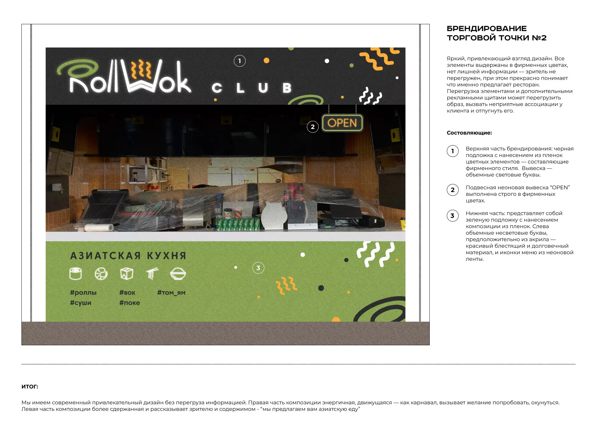 Брендирование торговых точек суши-бара «Roll Wok Club» в Слюдянке